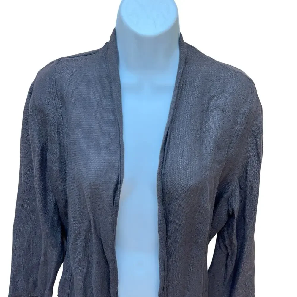 Eileen Fisher Cardigan Women's Size XL Brown Open Front System Linen Blend